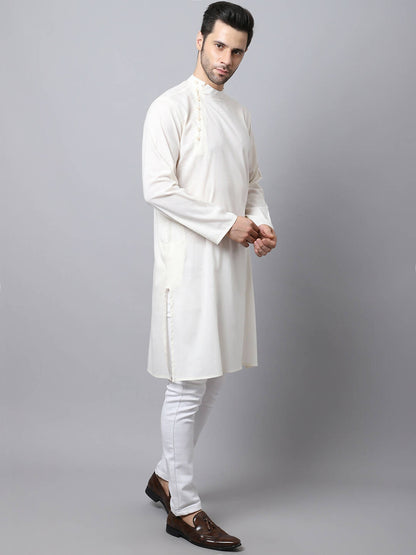 Even Apparels White Pure Cotton Men's Kurta With Side Placket