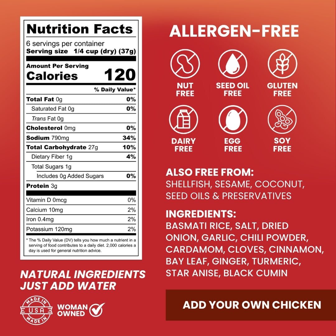 Chicken Biryani Kit - Top-9 Allergen-Free, Bold & Spicy, Serves 4–6