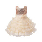 Asmaani Baby Girl's Gold Color Satin Knee Length Frock (AS-dress-22070)