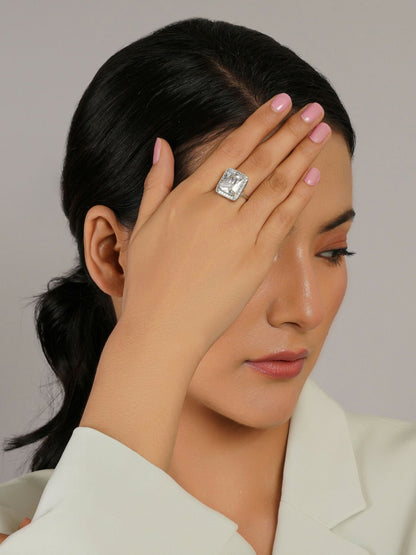 white stone ring (silver) - Ruby Raang