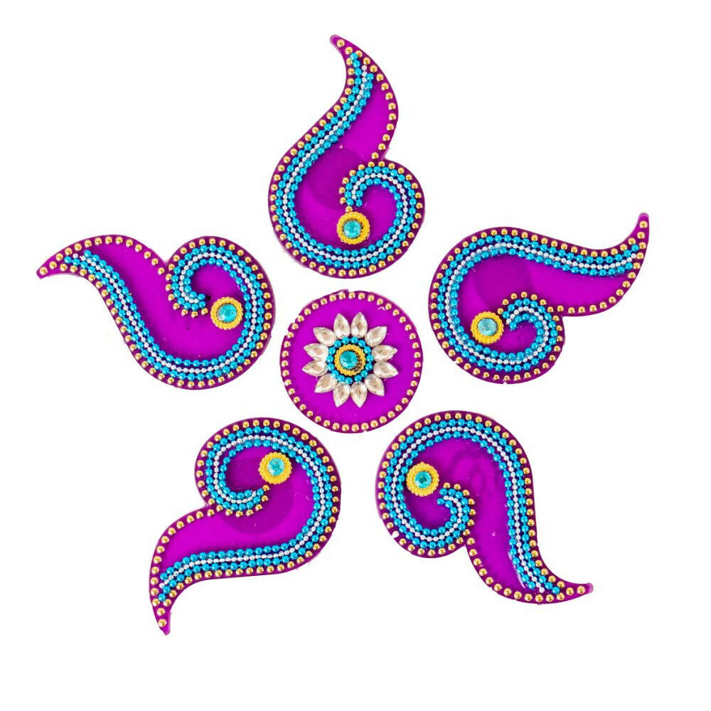 Kundan HandiKrafts Curved Designer Rangoli Purple (Baby)
