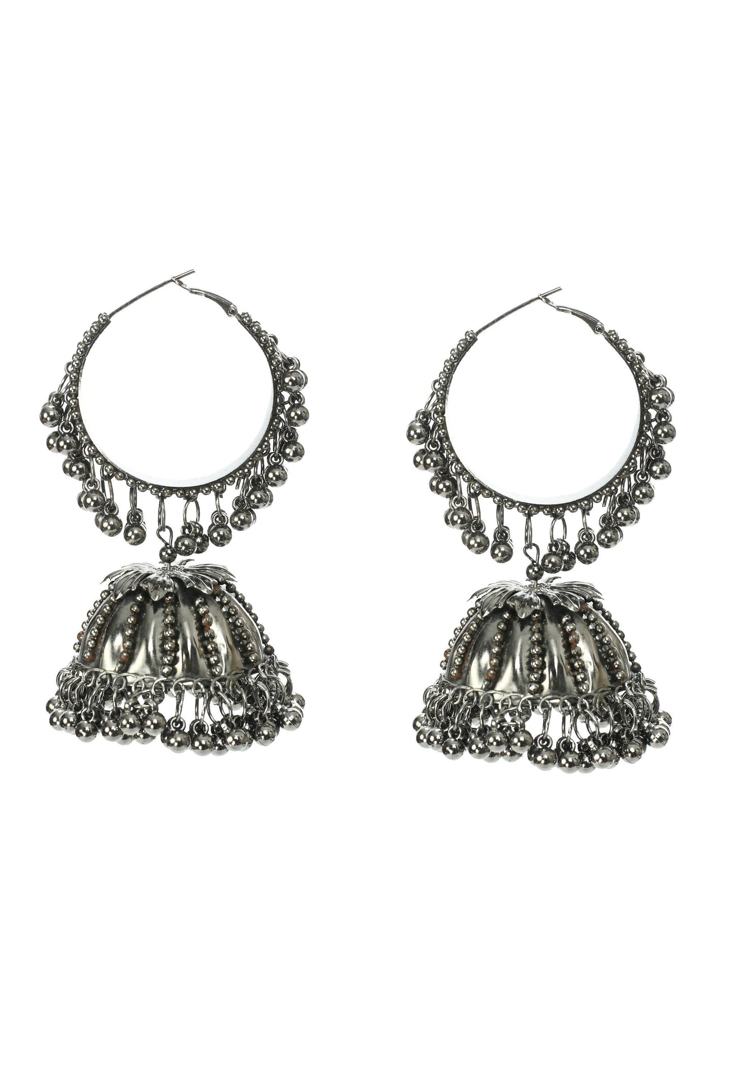 Mominos Fashion Johar Kamal Oxidised Black-Plated With Ghungroo Jhumkas