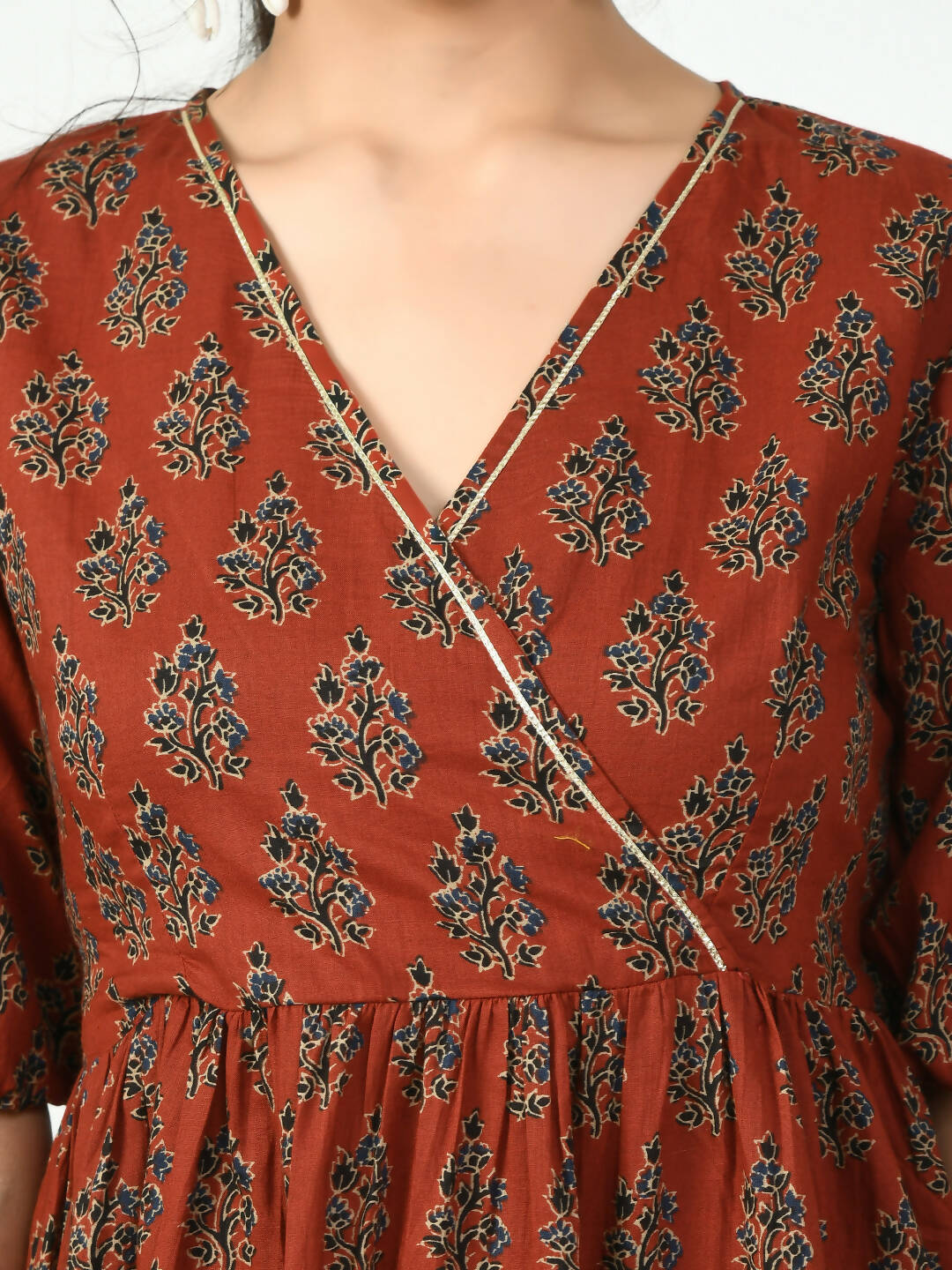 Myshka Women's Rust Empire Printed Dress