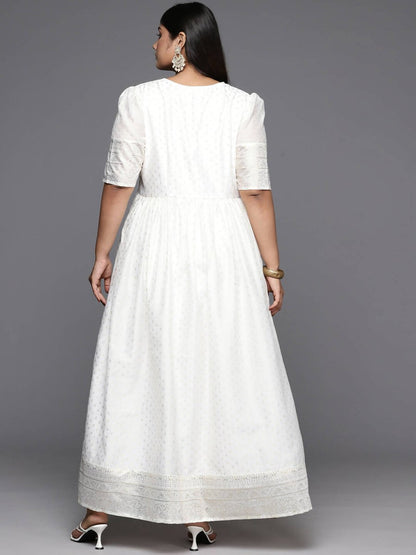 Ahalyaa Women's Traditional wear Ethnic Dress - Off White