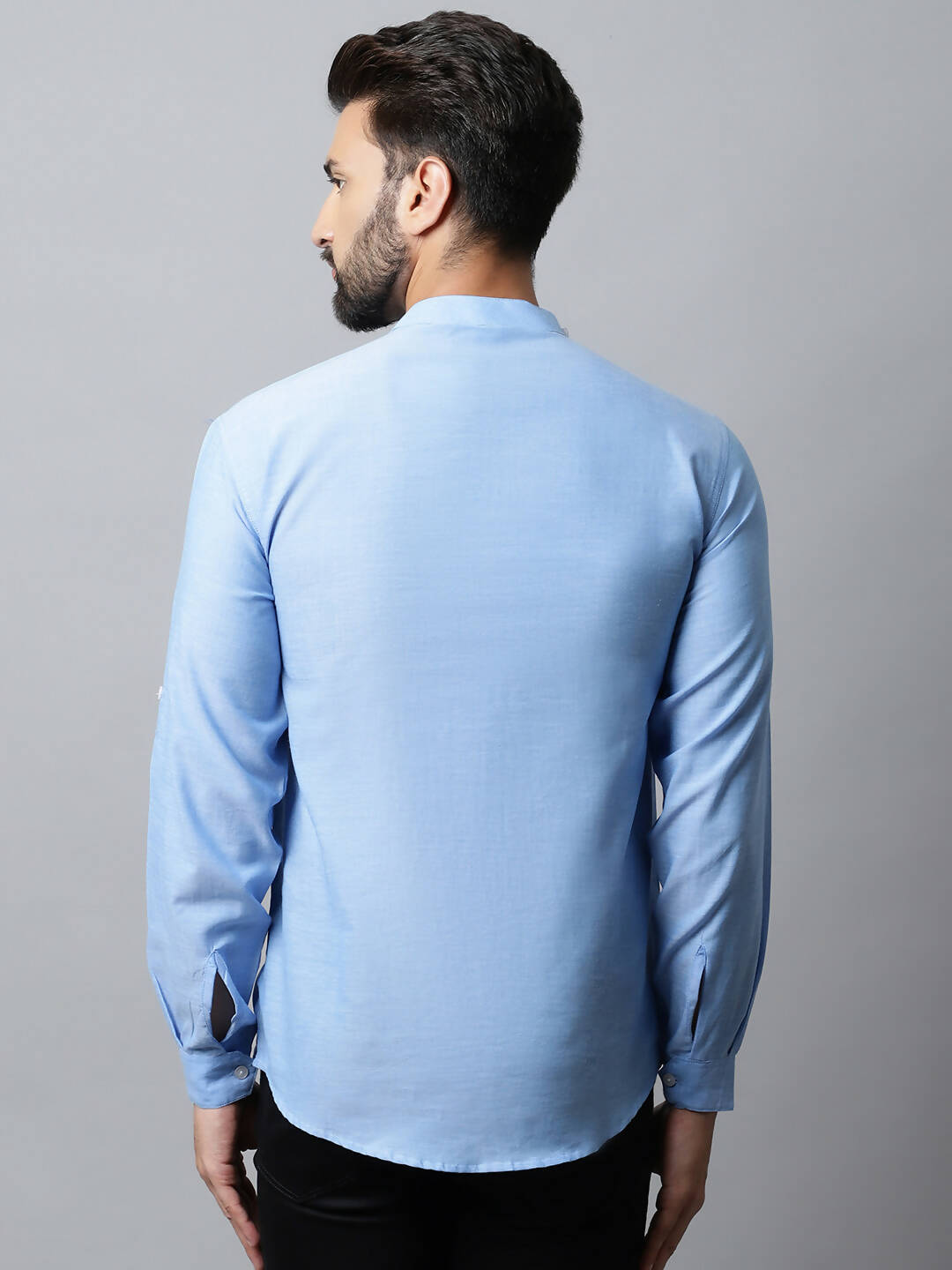Even Apparels sky Blue Color Pure Cotton Men's Kurta With Side Placket (MMS503)