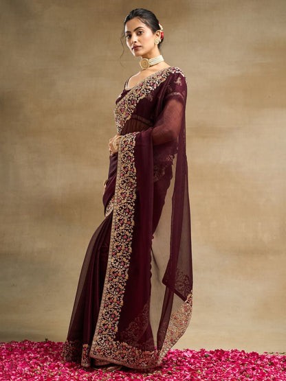 kasee Solid Embroidered Saree