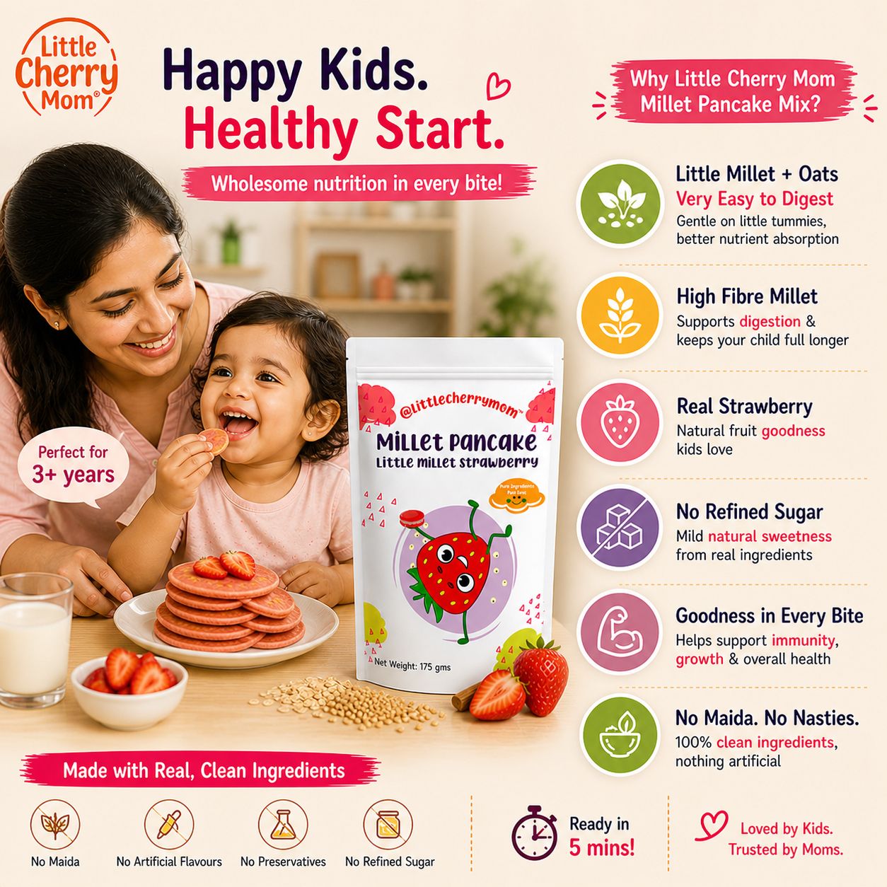 Littlecherrymom Pancake Mix Little Millet Strawberry