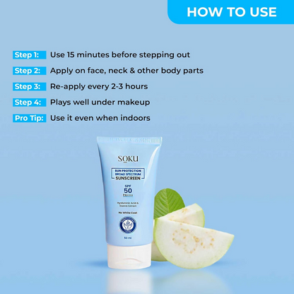SOKU Sun Protection Broad Spectrum Sunscreen SPF 50 PA+++