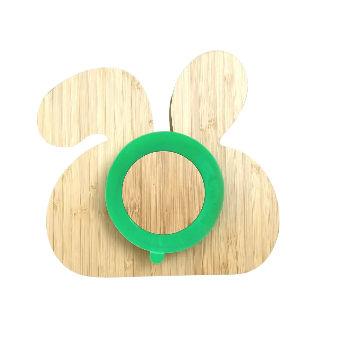 Littlecherrymom Bunny Bamboo Suction Plate (With Fork And Spoon)