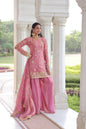 Lehenga Mart Premium Readymade Top Sharara With Dupatta Set For Women-Pink