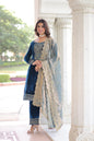 Lehenga Mart Designer Velvet Ready To Wear Kurta Pant With Dupatta For Women-Morpich