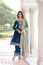 Lehenga Mart Designer Velvet Ready To Wear Kurta Pant With Dupatta For Women-Morpich