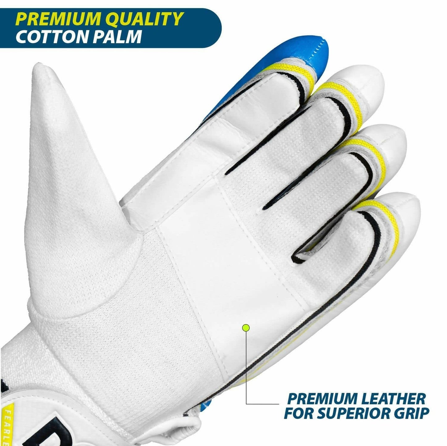 DSC Condor Ruffle Cricket Batting Gloves - Youth Left Multicolour with Cotton Gusset