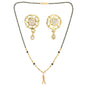 AanyaCentric Gold-Polished Short Mangalsutra Set with Earrings