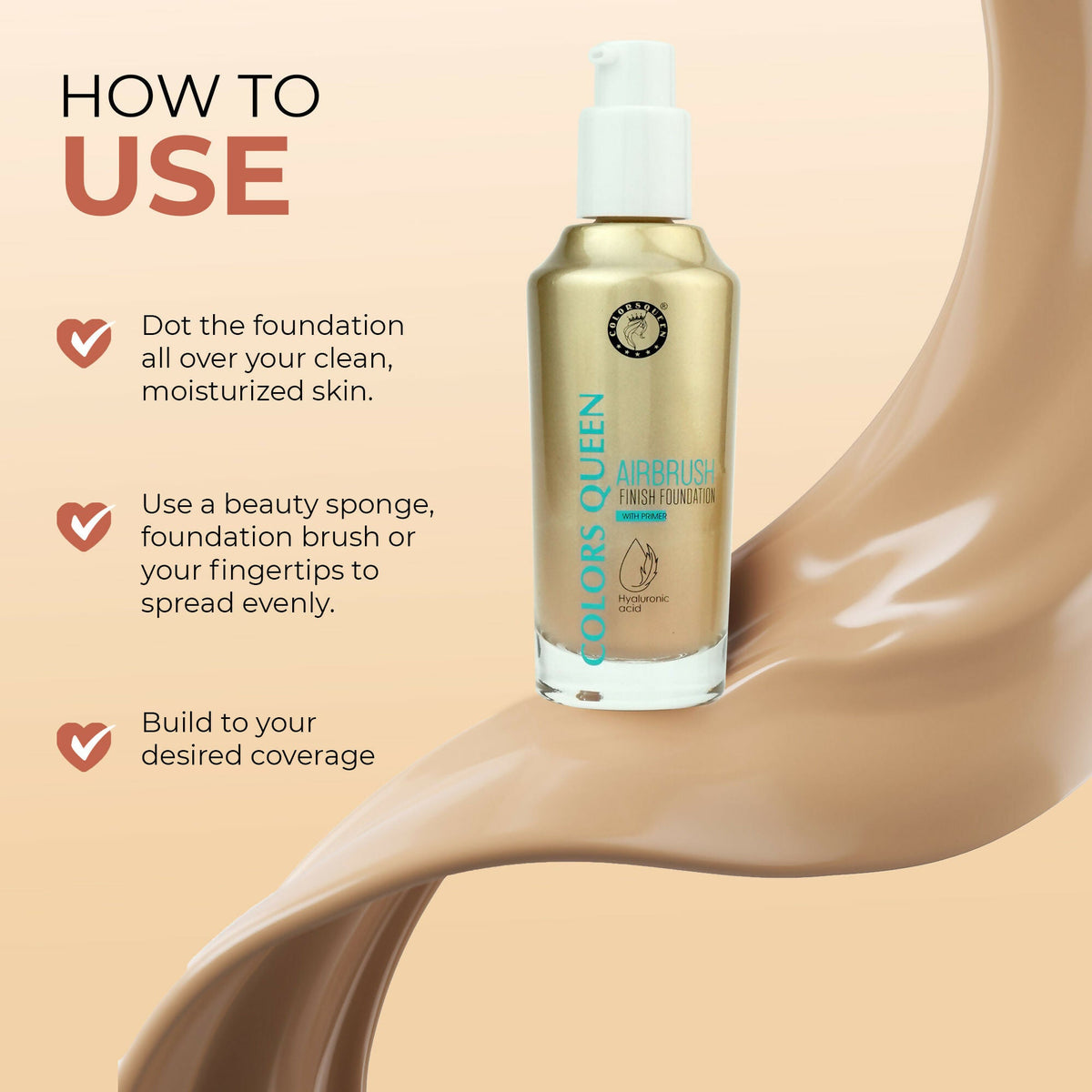 Colors Queen Airbrush Foundation With Primer - Rose Blush