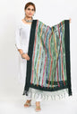 Mominos Fashion Moeza Women's Orgenza Multi Thread Mirror Work Bottle Green Dupatta