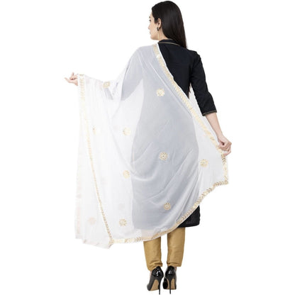 A R Silk Chiffon Gota Patti Fancy Dupatta White Color Dupatta or Chunni