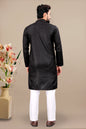Neera Trendz Black Cotton Blend Lining Work Men's Kurta With Pyjama