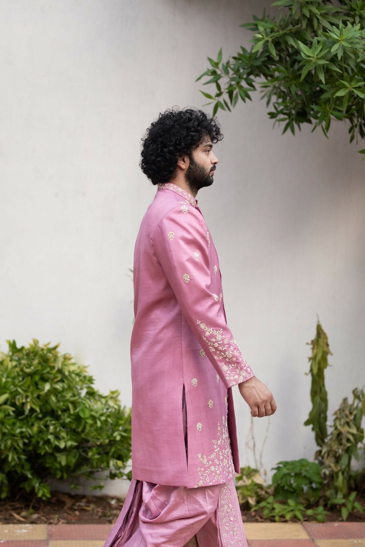 Purple Sherwani Set by Hilo Design