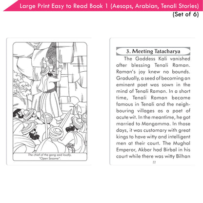 Large Print Easy to Read Aesop's Fables, Arabian Nights & Tenali Raman Classic Stories Books Set of 6| Ages 6 - 12 Year