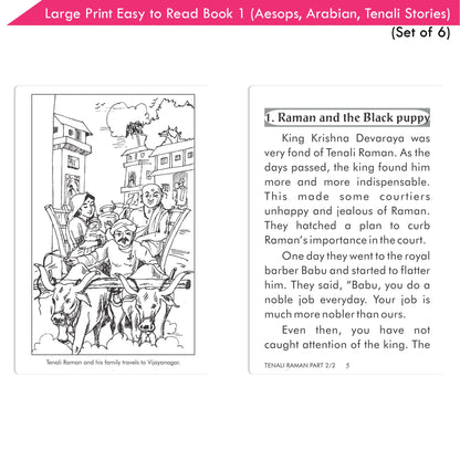 Large Print Easy to Read Aesop's Fables, Arabian Nights & Tenali Raman Classic Stories Books Set of 6| Ages 6 - 12 Year