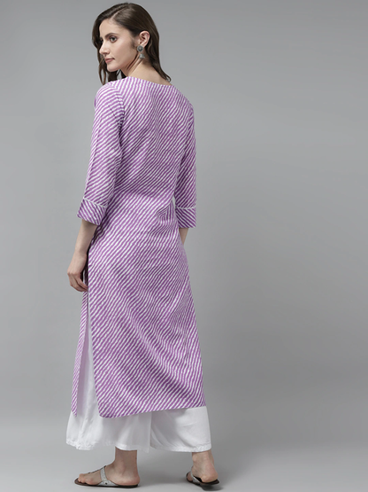 Yufta Lavender Printed Kurta