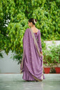 Lorenvalley Fashion Lavender Vichitra Silk with Embroidered Zari & Thread work Anarkali Gown with Dupatta