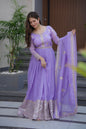 Lorenvalley Fashion Lavender Crunchy Silk with Embroidery Codding & Sequins Work Anarkali Gown with Dupatta