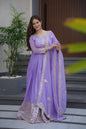 Lorenvalley Fashion Lavender Crunchy Silk with Embroidery Codding & Sequins Work Anarkali Gown with Dupatta