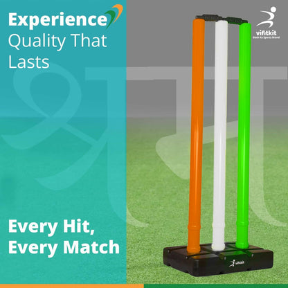 Vifitkit Cricket Stumps with Stand & Bails (Tricolour)
