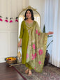 The52 Women's Viscose Embroidery work Straight Kurta with Pant and Dupatta Set