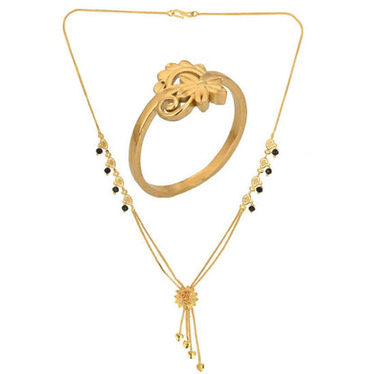 AanyaCentric Gold-Polished Mangalsutra & Ring Set