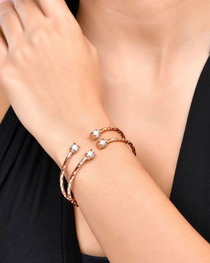 VOJ Set of 2 rose Gold Dual Toned Designer Bangles
