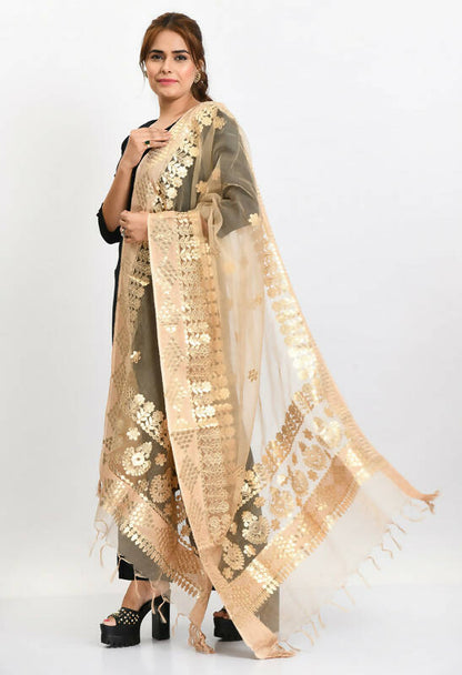 Mominos Fashion Moeza Women Organza Gotta Patti Bridal Dupatta Golden Dupatta