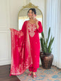 The52 Women Gorgeous Roman Silk Fabric Straight Kurta, Pant and Dupatta Set