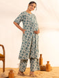 Janasya Beige Cotton Floral Printed Casual Maternity Set