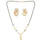 AanyaCentric Gold-Polished Short Mangalsutra Set with Earrings