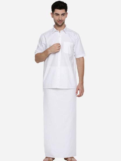 Ramraj Cotton Mens Half Sleeve Formal Poly Cotton White Shirt