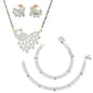 AanyaCentric Gold-Polished Mangalsutra Pendant Earring Set & Silver Plated Anklet