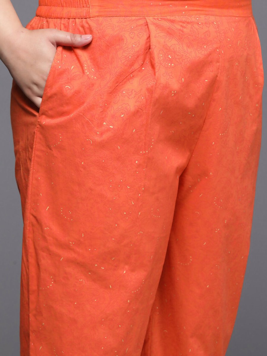 Ahalyaa Women's Traditional wear Kurta Set - Orange