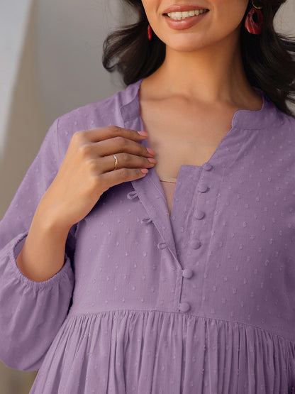 Janasya Light Dobby Cotton Self Design A-Line Kurta Set