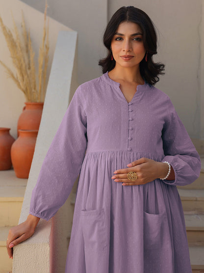Janasya Light Dobby Cotton Self Design A-Line Kurta Set