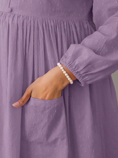 Janasya Light Dobby Cotton Self Design A-Line Kurta Set