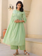 Janasya Light Dobby Cotton Self Design A-Line Kurta Set