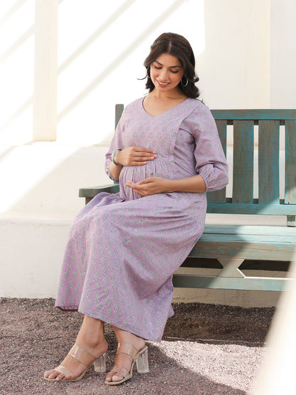 Janasya Light Cotton Floral A-Line Dress