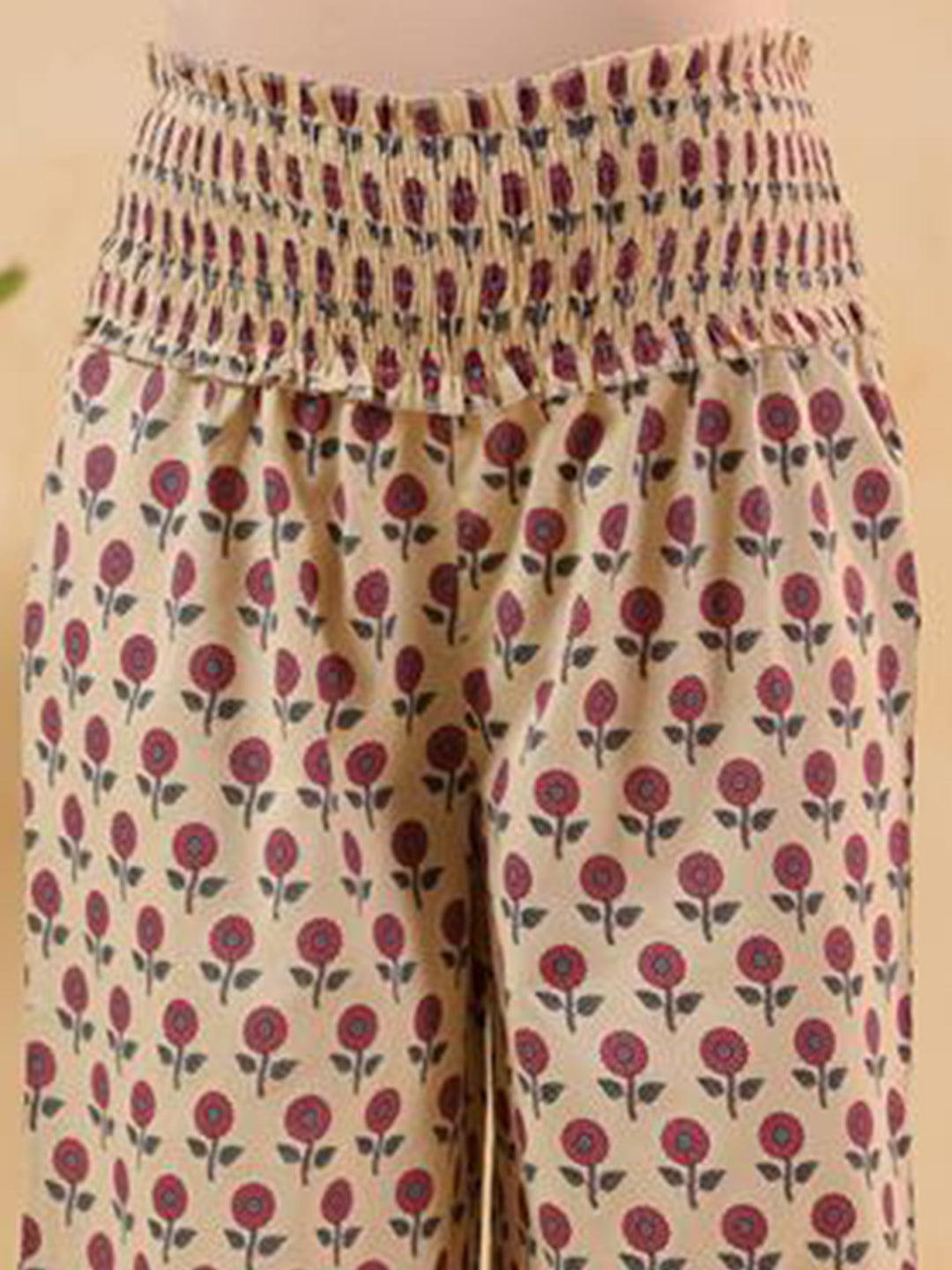 Janasya Light Cotton Floral A-Line Kurta Set