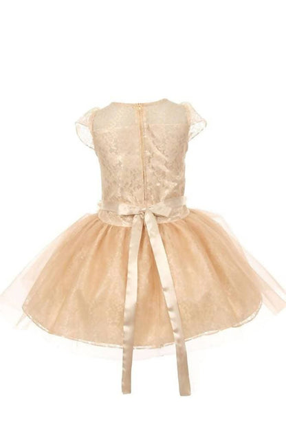 Asmaani Baby Girl's Gold Color Satin A-Line Frock (AS-DRESS-22132)