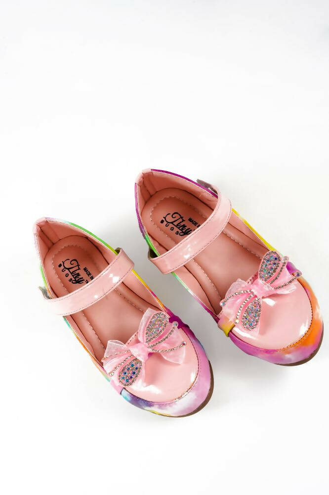 Tiny Bugs Girls Party Wear Velcro Ballerinas - Pink