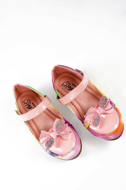 Tiny Bugs Girls Party Wear Velcro Ballerinas - Pink