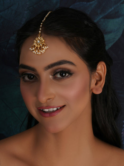 Kundan Maang Tikka (Gold) - Ruby Raang